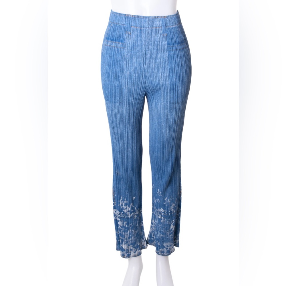 Pleats Please Issey Miyake Denim Transfer Star Pattern Size 3 Made in Japan